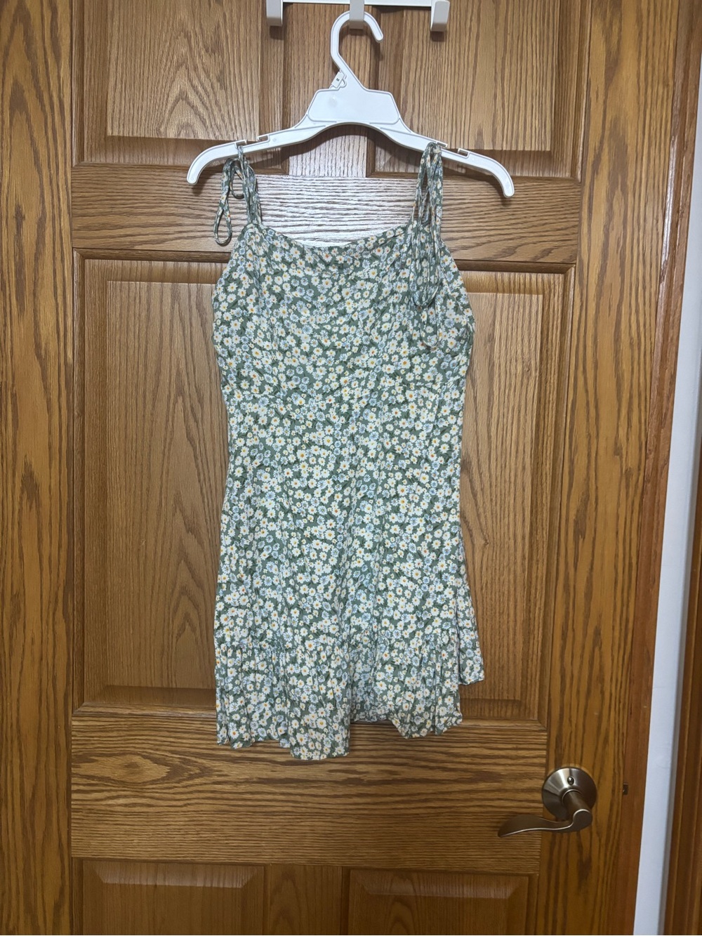 SHEIN Green Floral Tie-Strap Sundress